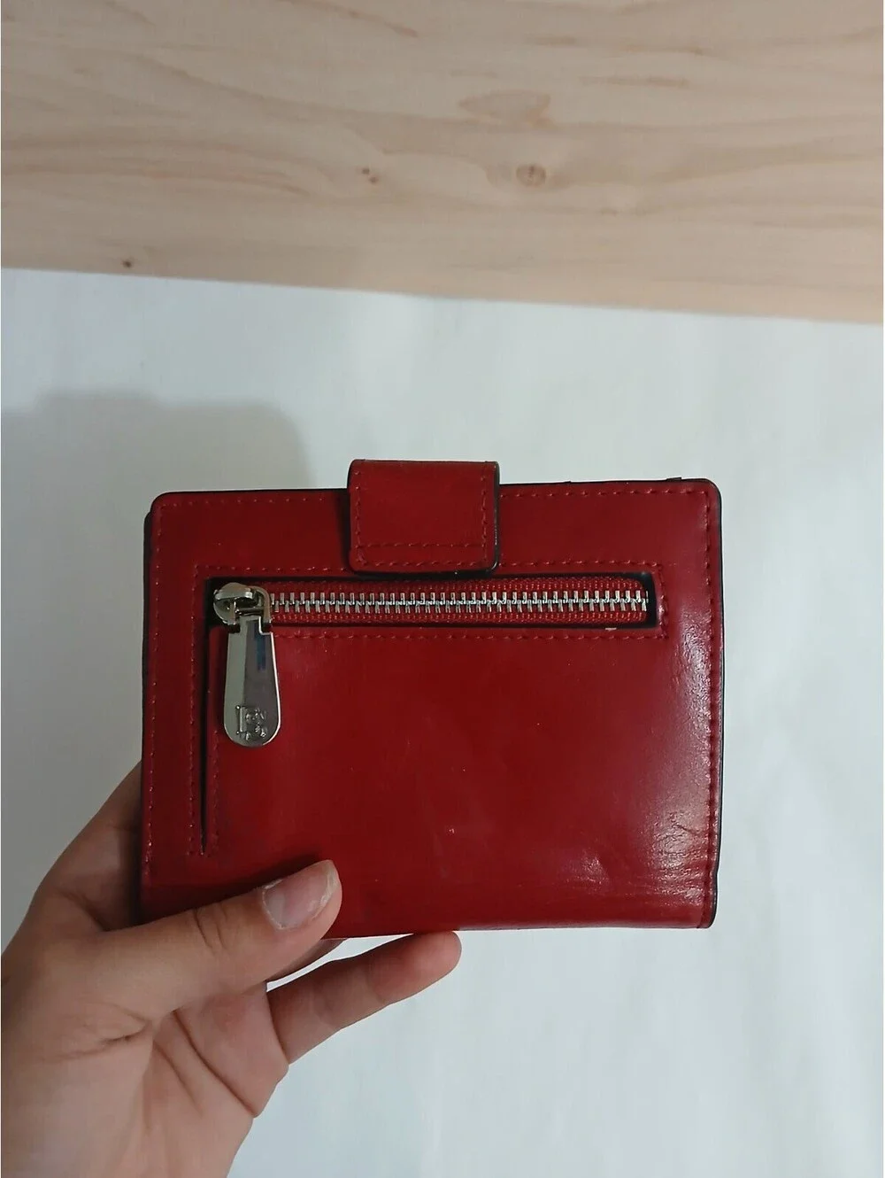 Bostanten Small Burgundy Wallet for Women Leather Red